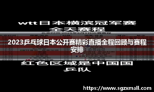 2023乒乓球日本公开赛精彩直播全程回顾与赛程安排